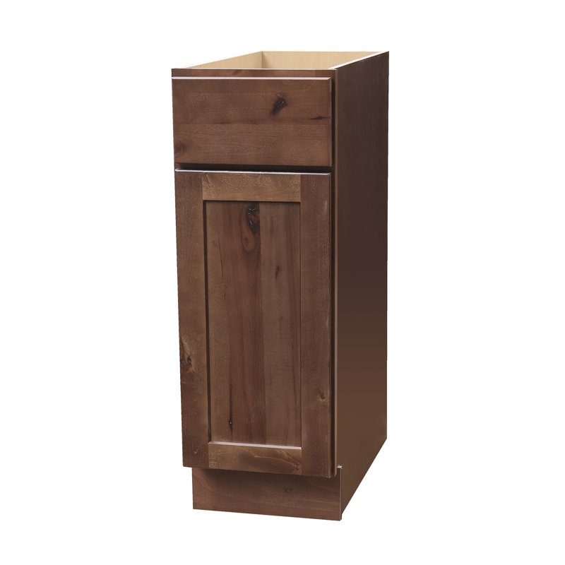 Rustic Walnut Shaker Style Base Kitchen Cabinet, 9" W