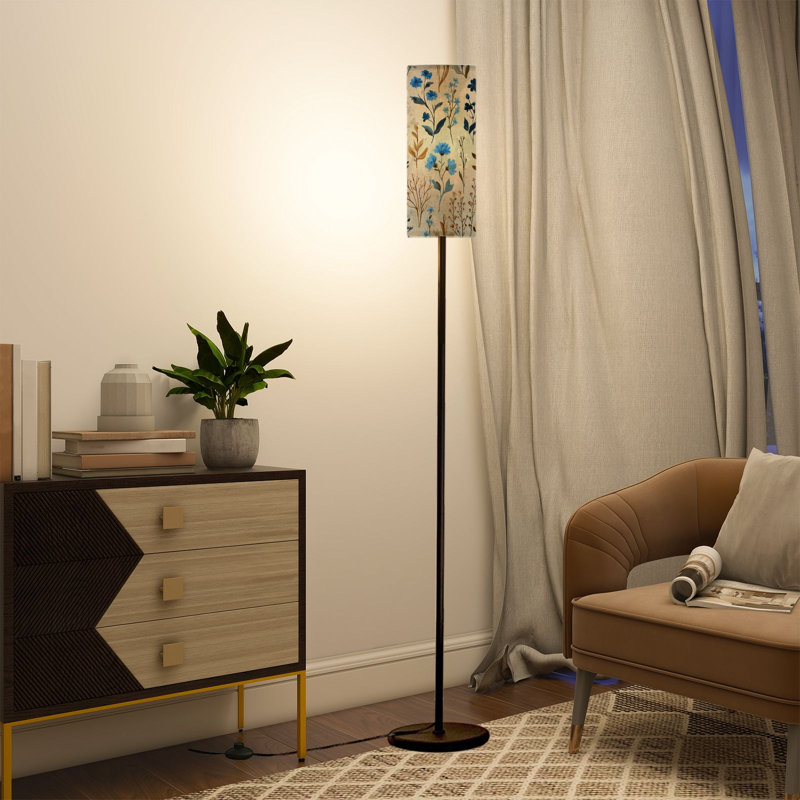  Lampe sur pied de 68,5 po sur pied en métal avec ampoule DEL avec abat-jour en lin