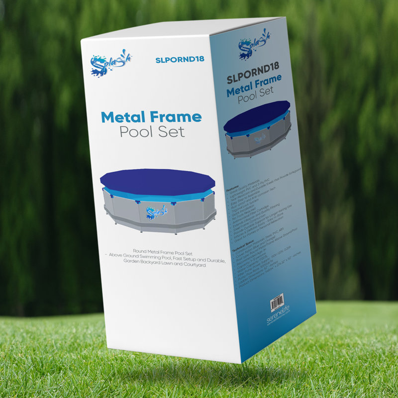 18' Round Steel Frame Above Ground Pool with Ladder and Filter