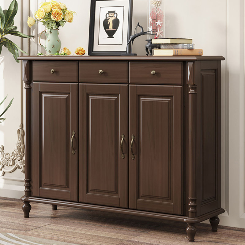 Dark-walnut Solid Wood Shoe Storage Bench