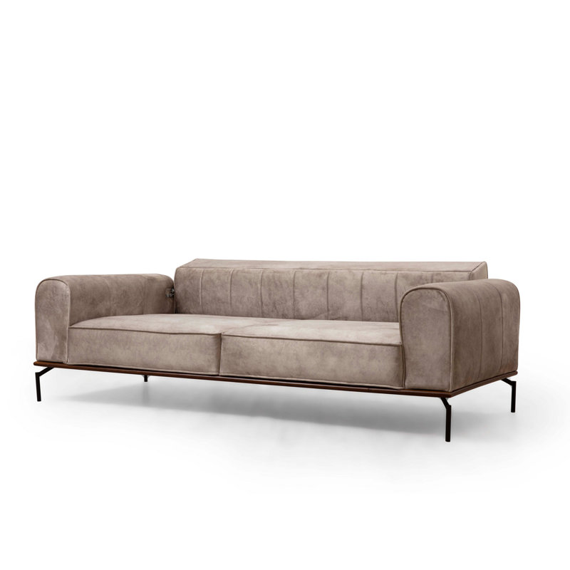 Canapé rembourré Hazrudin, 100 % polyester crème