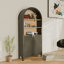Armoire de 61 po de hauteur, bibliothèque avec rangement, bibliothèque Mid-Century moderne à 5 niveaux avec porte, noir