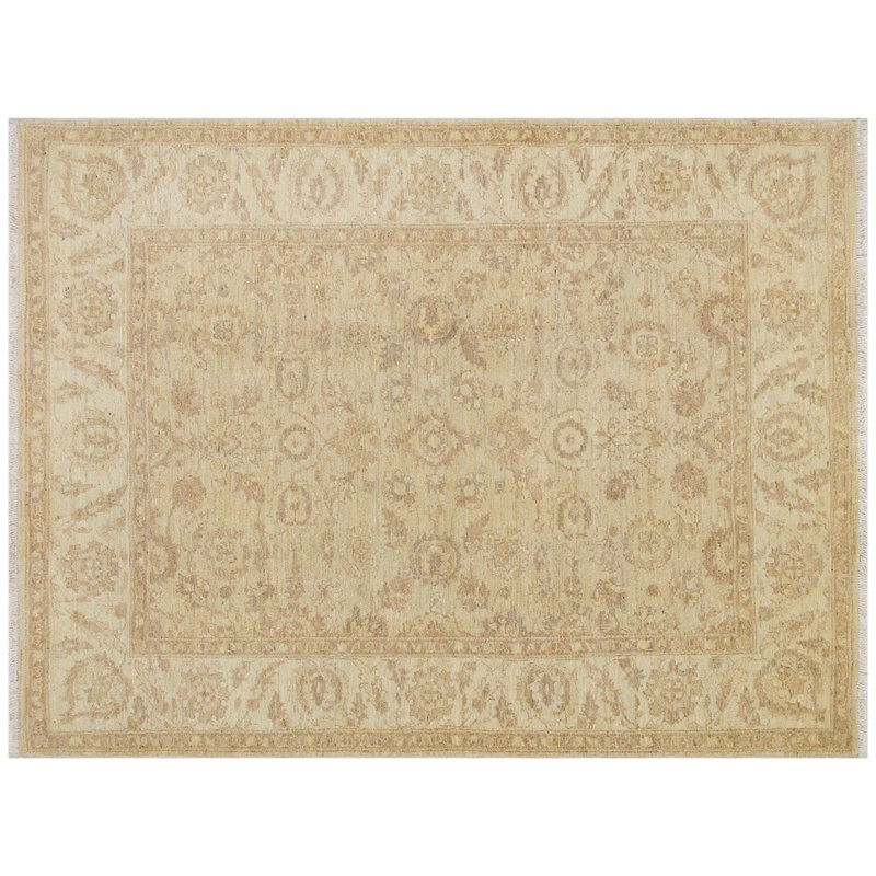 Jylène floral tissé à la main beige 100% laine oriental