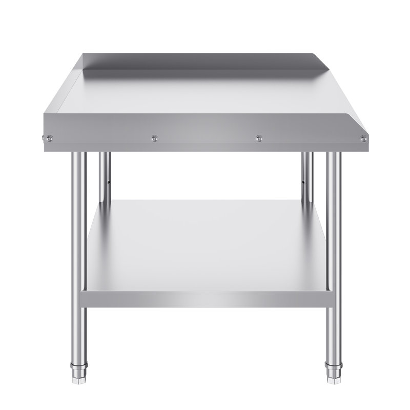Stainless Steel Work Table, 30 x 36 x 26 Inch Commercial Food Prep Worktable, 3-Sided Backsplash Heavy-Duty Prep Worktable, Metal Work Table with Adjustable Height for Restaurant Home Hotel