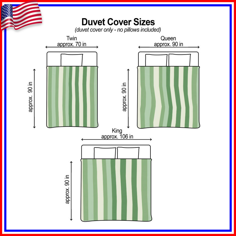 Housse de couette Green Stripes, Lit simple