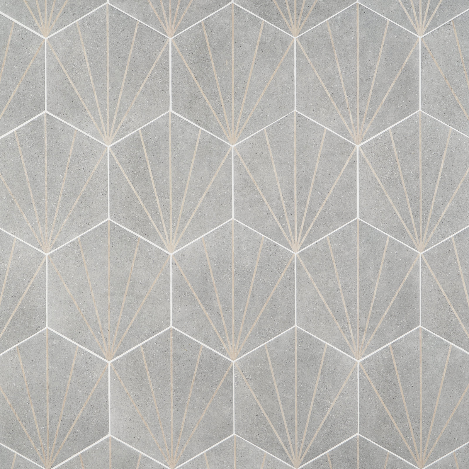Arbor Hex Beams 13" x 14.5" Porcelain Wall & Floor Tile (10.51 Sq. Ft. / Case), Gray