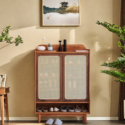 Armoire à chaussures en bois massif de style japonais
