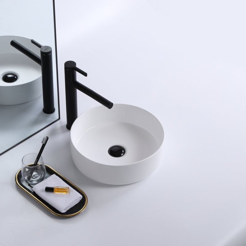 Lavabo de salle de bain vasque circulaire, Blanc lustré