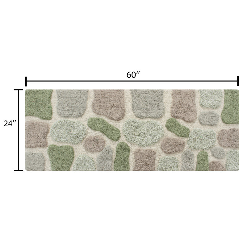 Creline Bath Rug, Green/Gray