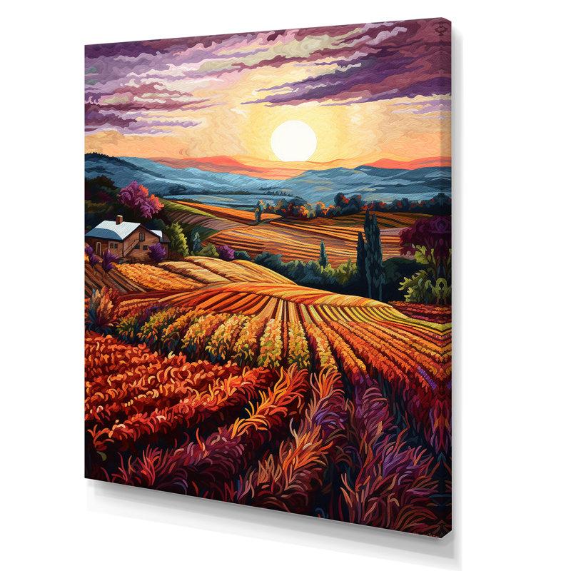 " Vineyard Sunset II ", Wrapped Canvas, 44" H x 34" W
