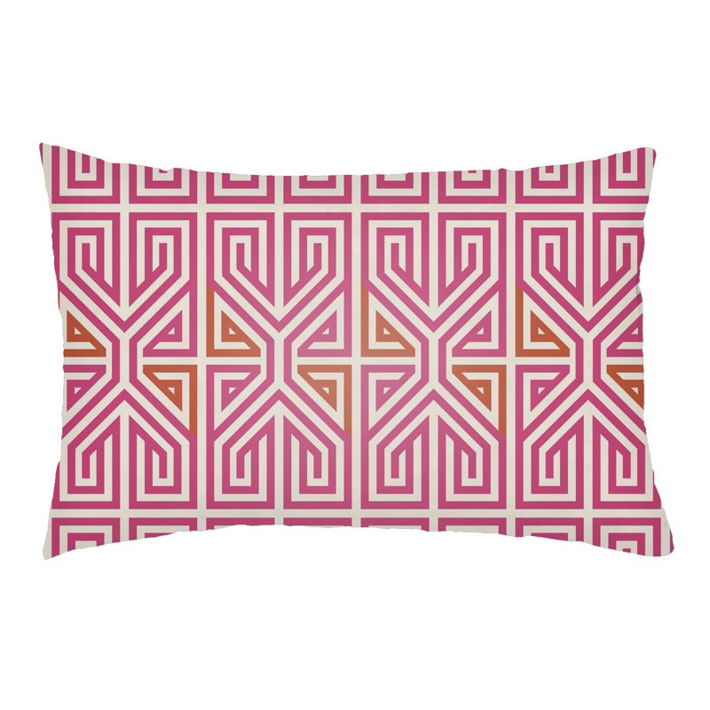  Indoor/Outdoor Lumbar Pillow, Hot Pink/Tangerine