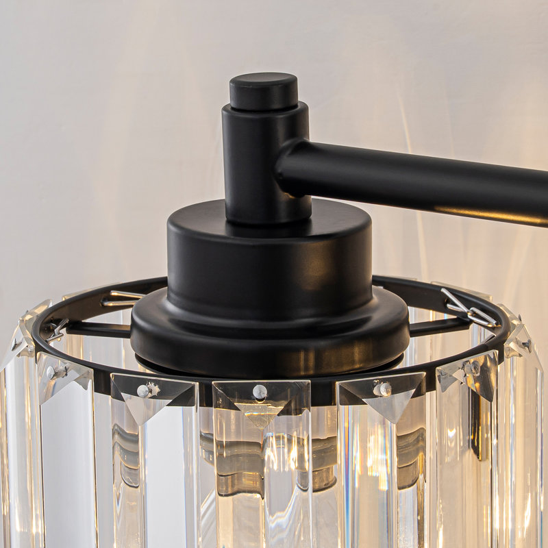 3-Light Dimmable Glass Crystal Vanity Light, Black