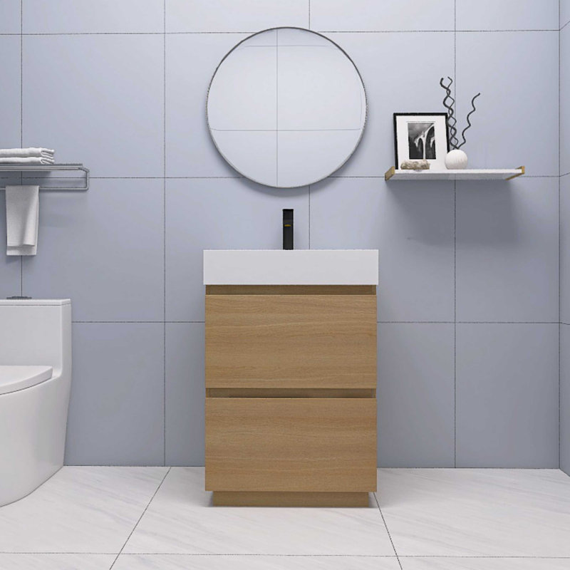 Meuble-lavabo simple avec plateau Natoma 24, Beige