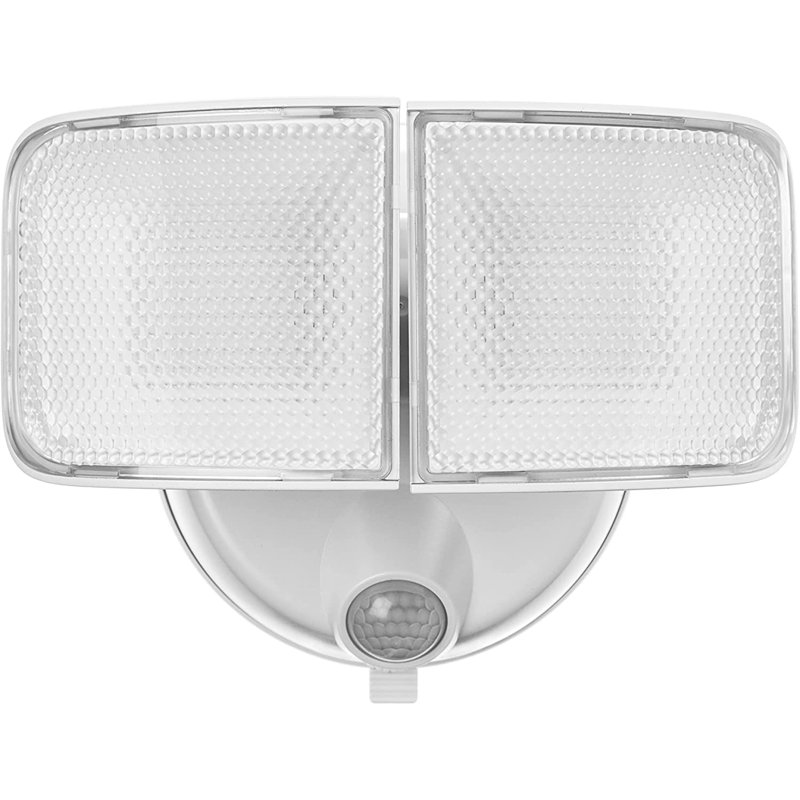 White Twin Head LED Motion Sensor Security Flood Lights, 2-Pack