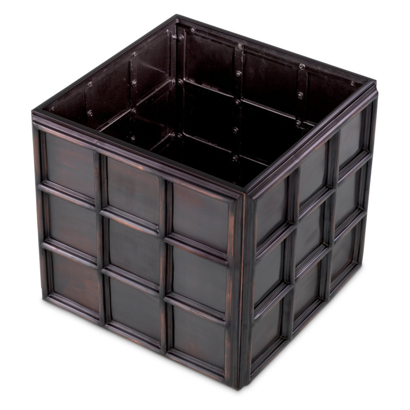 Grid Handmade Metal Planter, Antique Bronze, 24.02" H x 26.57" W x 26.57" D