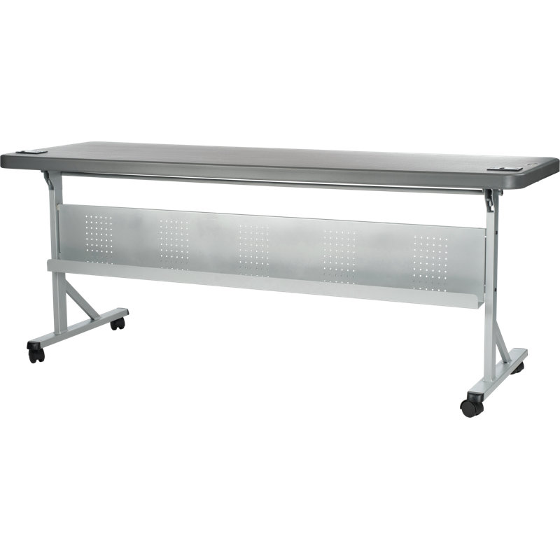 Training Rectangle Flip Top Training Table with Casters and Modesty Panel and Cable Management, 29.5" H x 60" L x 24" W