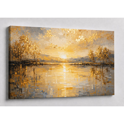 Impression sur toile 24 x 36 pouces, grande eau dorée, art mural abstrait, toile pour salon, chambre à coucher, bureau