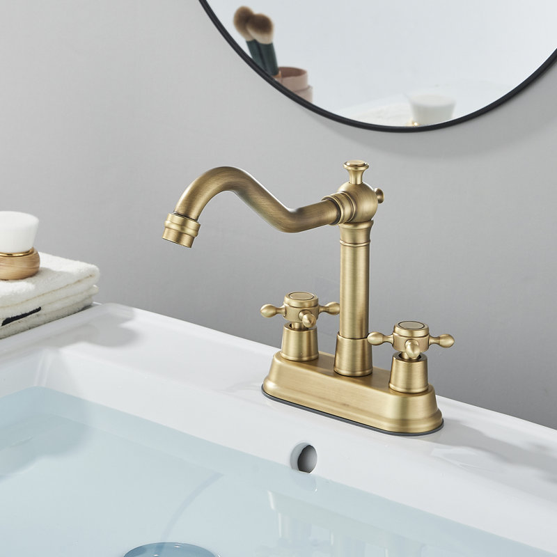 2-handle Bathroom Faucet, Antique Brass