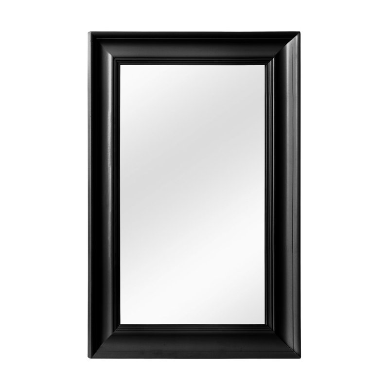 Wood Flat Wall Mirror, Black