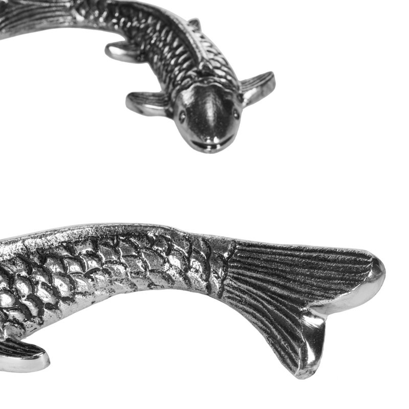 Antique Nickel Koi Fish Wall Sculpture Set
