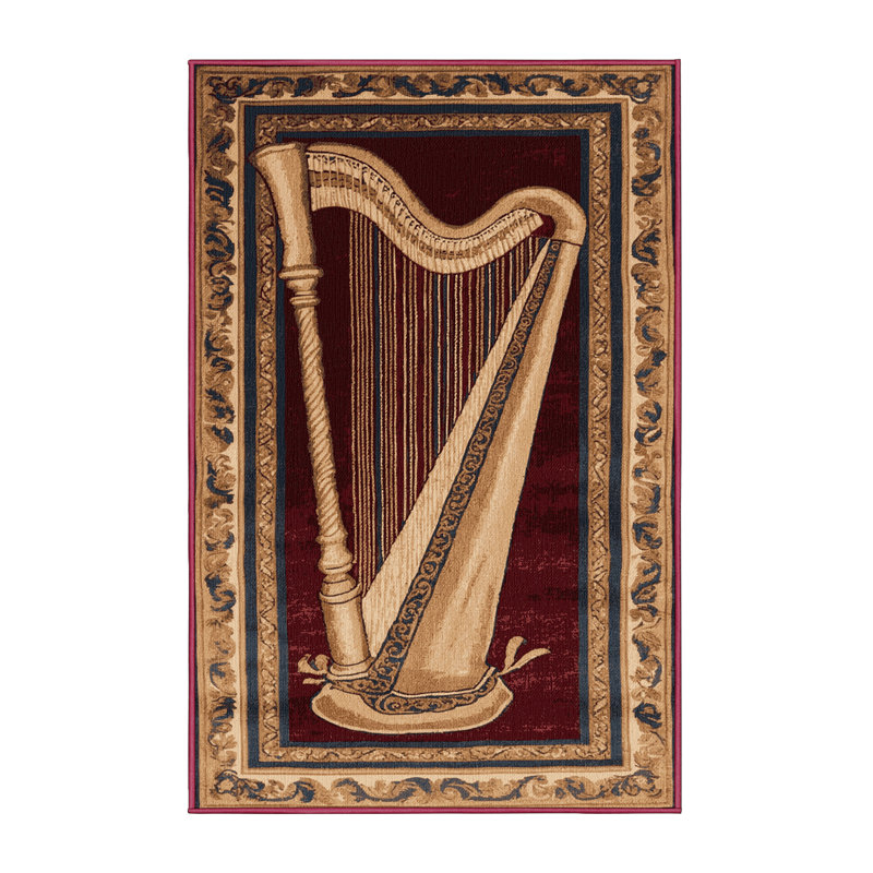 Washable Harp Music Area Rug, Rectangle 7' x 10'