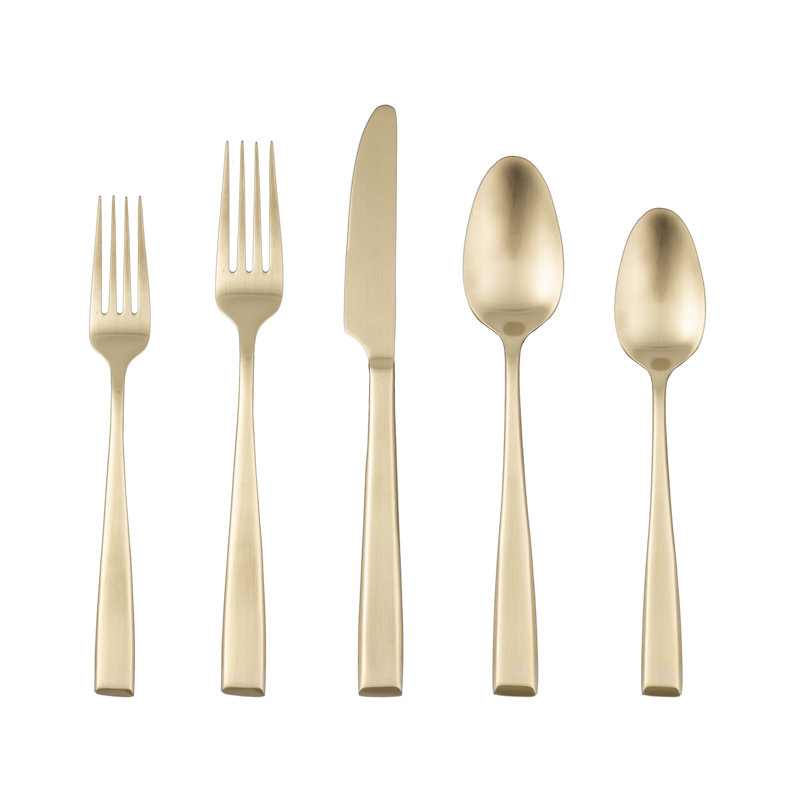 Ensemble de couverts 20 pièces Samira, service pour 4, Satin champagne
