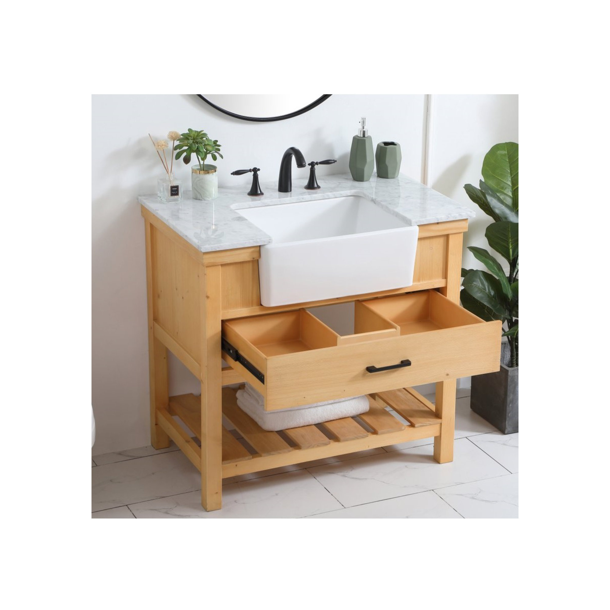 Pelaghia 36'' Single Bathroom Vanity, Natural Wood