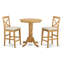 Ensemble de comptoir 3 pièces pour petits espaces comprenant une table de salle à manger ronde avec piédestal et 2 chaises en tissu de lin, chêne-1259062007-1314150718