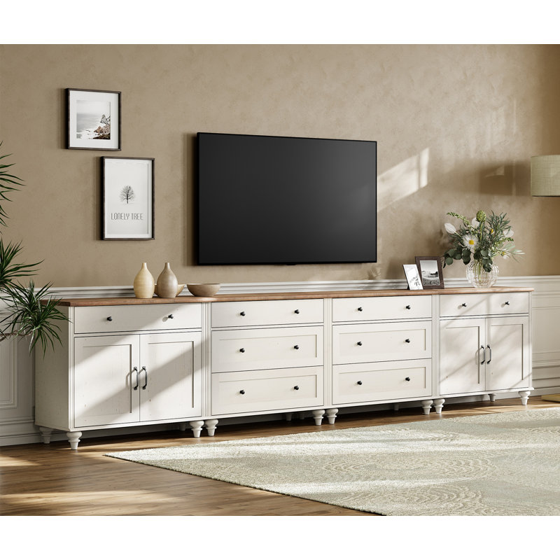 TV Stand For Tvs Up To 105 Inch, Wood TV Console Table For 65-100 Inch TV, Entertainment Center With Door & Drawer, Kitchen Sideboard Buffet Cabinet For Dining Room