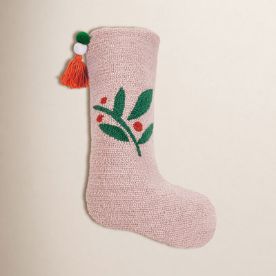 Pink Berries with Pom Tassel Hook Stocking
