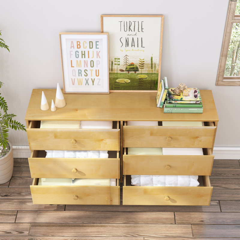 Barton Solid Wood 6 Drawer Dresser, Natural