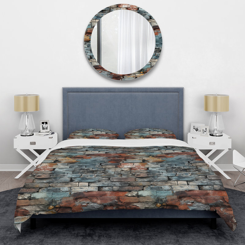 Urban Rustic Brick Reson - Ensemble de housse de couette en brique - Microfibre de polyester