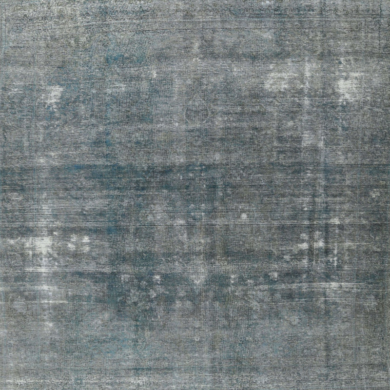 Tapis décoratif gris en laine à motif oriental Shults, Carré 7 pi