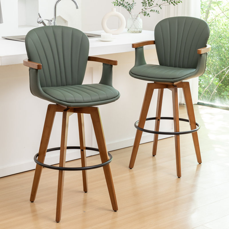 Kelsch Swivel Bar Stool, Green, Bar Stool (76.2cm Seat Height)