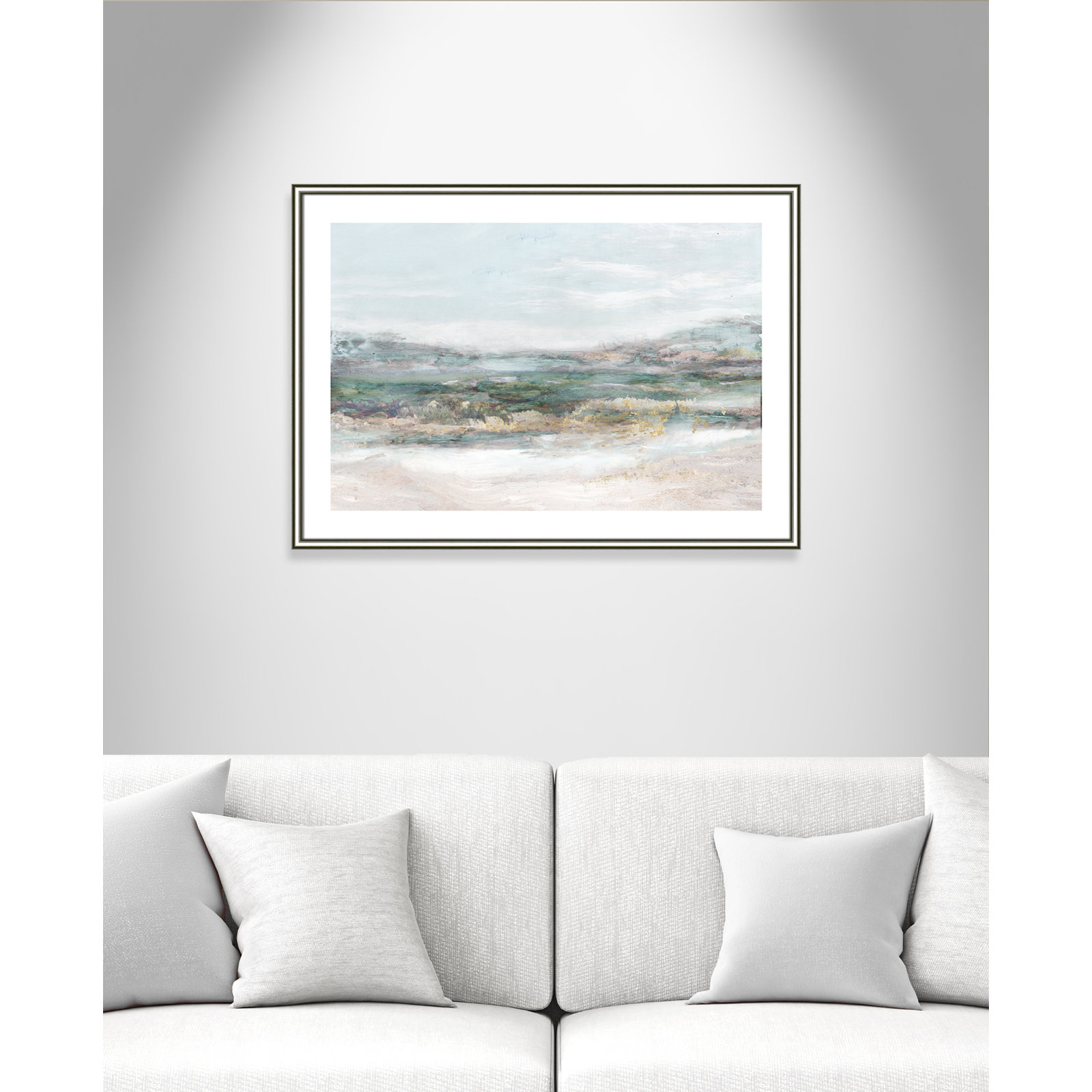 Dazzling by Matina Theodosiou - Painting Print on Canvas, White, Silver Framed Paper, 25.5" H x 35.5" W x 0.875" D