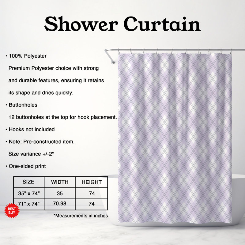 Rideau de douche Wisteria, H 74 po x l 71 po
