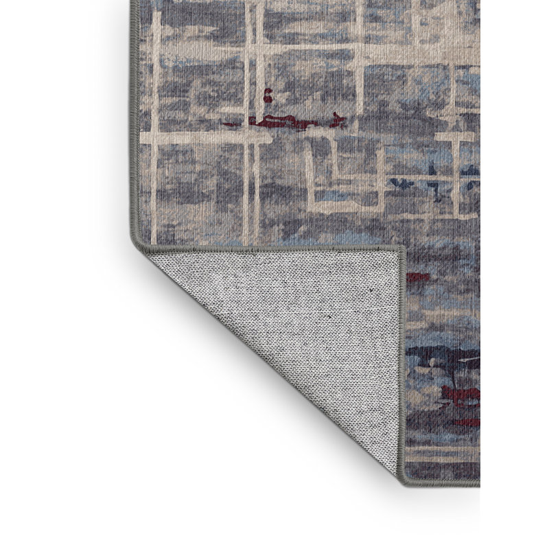 Machine Washable Gray Area Rug, Round 3'