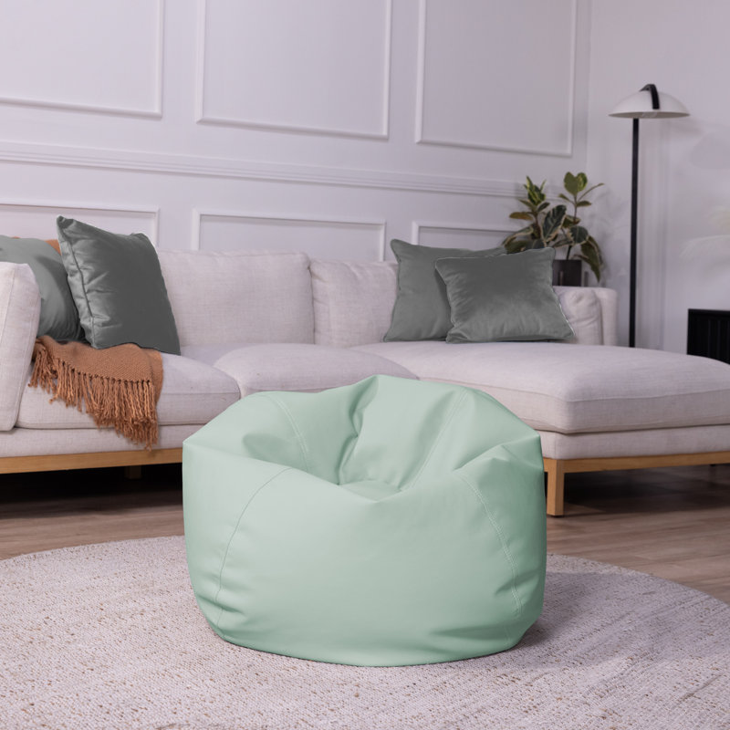 Sac à billes rond en similicuir 30 pouces pour enfants et adolescents, Similicuir vert