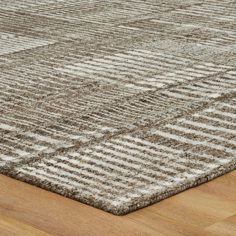 Meridian Weathered Stone Wool Hand Knotted Area Rug, Brown, Rectangle 6' x 9'
