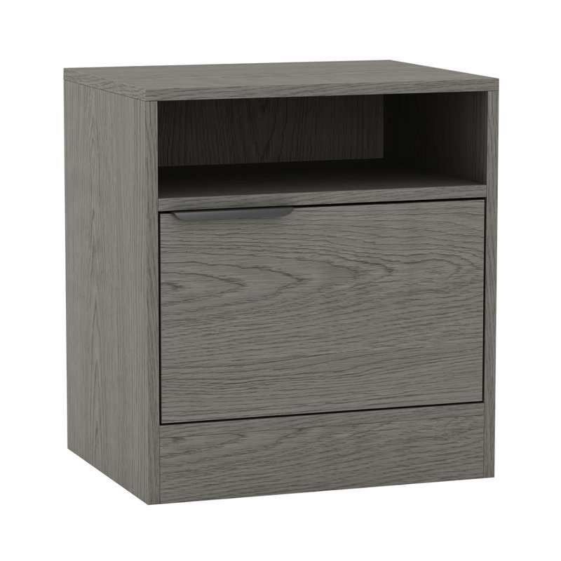 Swarn 114.3cm W Solid Wood Bedside Table, Cedar Grey