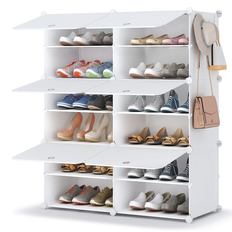 24 Pair Shoe Storage Cabinet, White