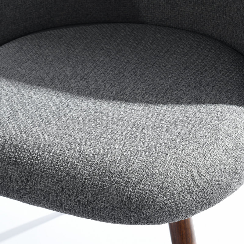 Upholstered Accent Chairs with Curved Backrest and Sturdy Metal Leg Living Room Side Chairs, Gray  Polyester