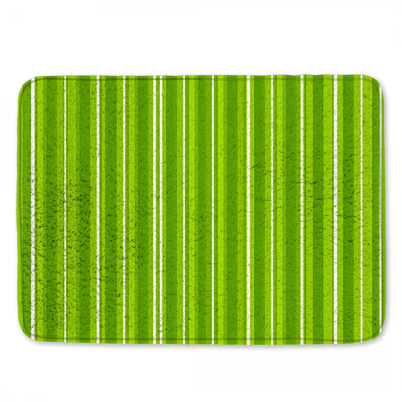 Tapis de bain vert à rayures, L 24 po x L 17 po