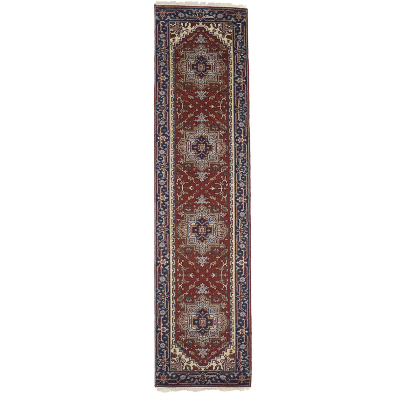 Tapis traditionnel rouillé rouge Heriz Serapi, Tapis de couloir 2 pi 7 po x 10 pi 3 po