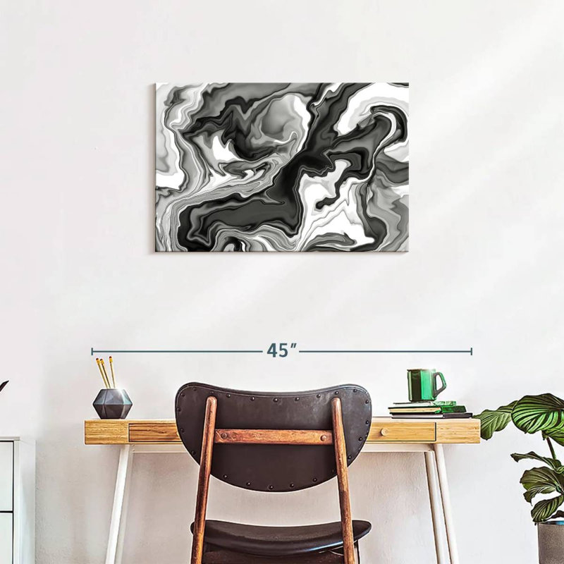 Marbre noir et blanc Avery, H 20 po x l 30 po