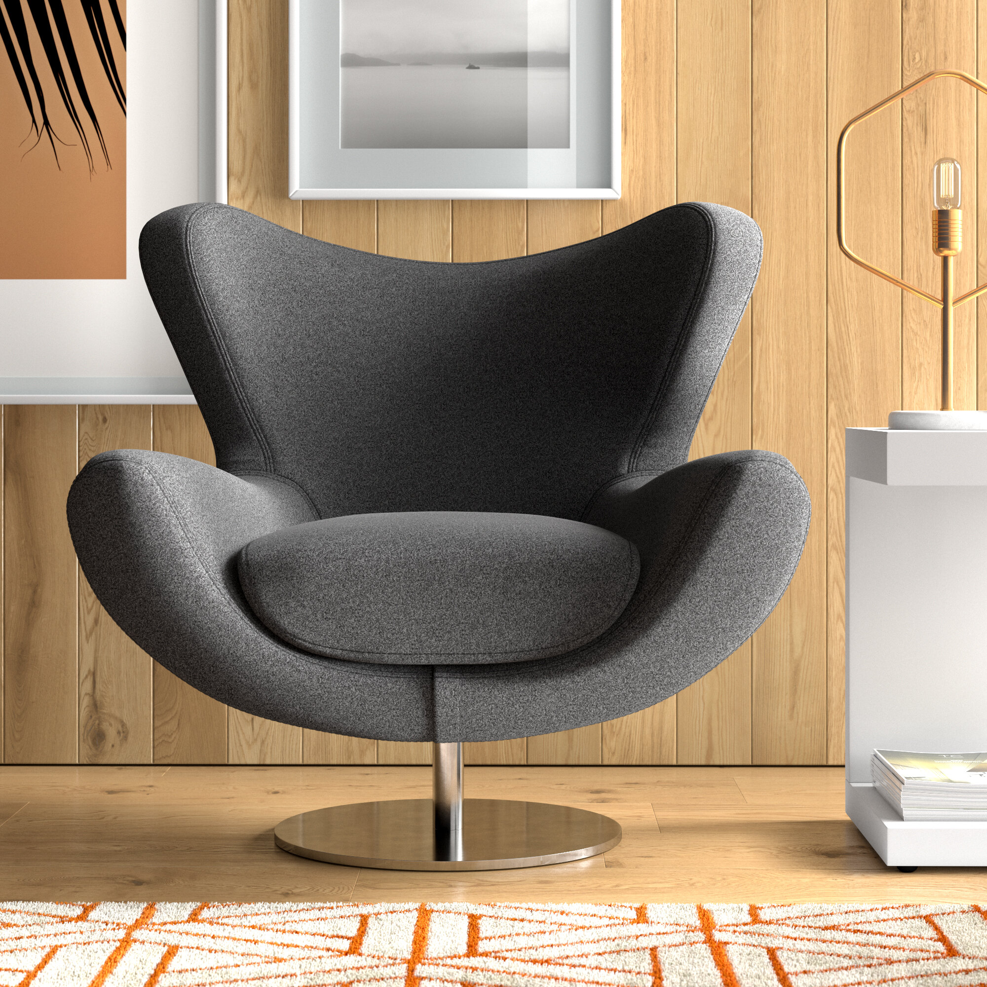 nuevo upholstered swivel accent chair & reviews | wayfair