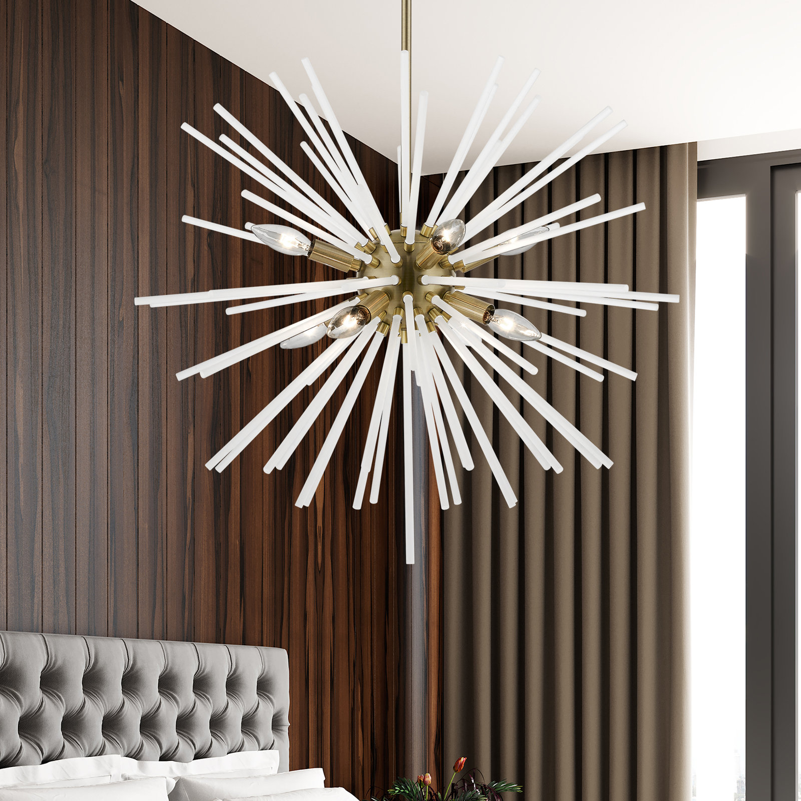 Ryzen 6 - Light Dimmable Sphere Chandelier, 25.75'' H x 15.75'' W x 25.75'' D, Antique Brass
