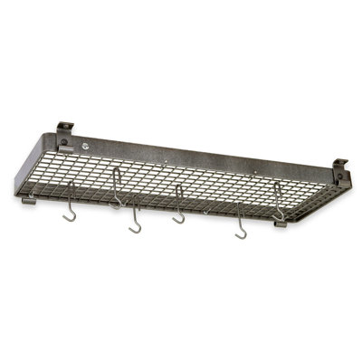Handcrafted Rectangle Flush Mounted Ceiling Rack Hammered Steel