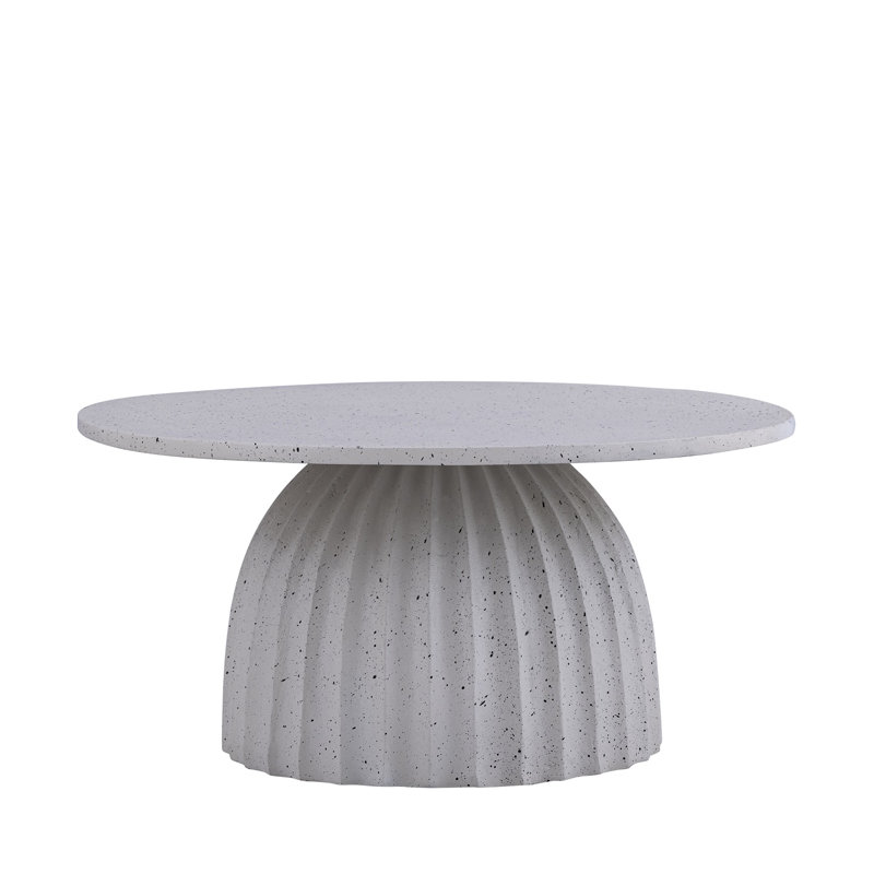 Aluminum Coffee Table W/Chisel Texture Base, White Top/Gray Base, 13" H x 28" L x 28" W