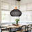 Black Rattan Pendant Light for Boho Home Decor